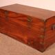 19th-century camphor wood marine chest with double locks and tray in