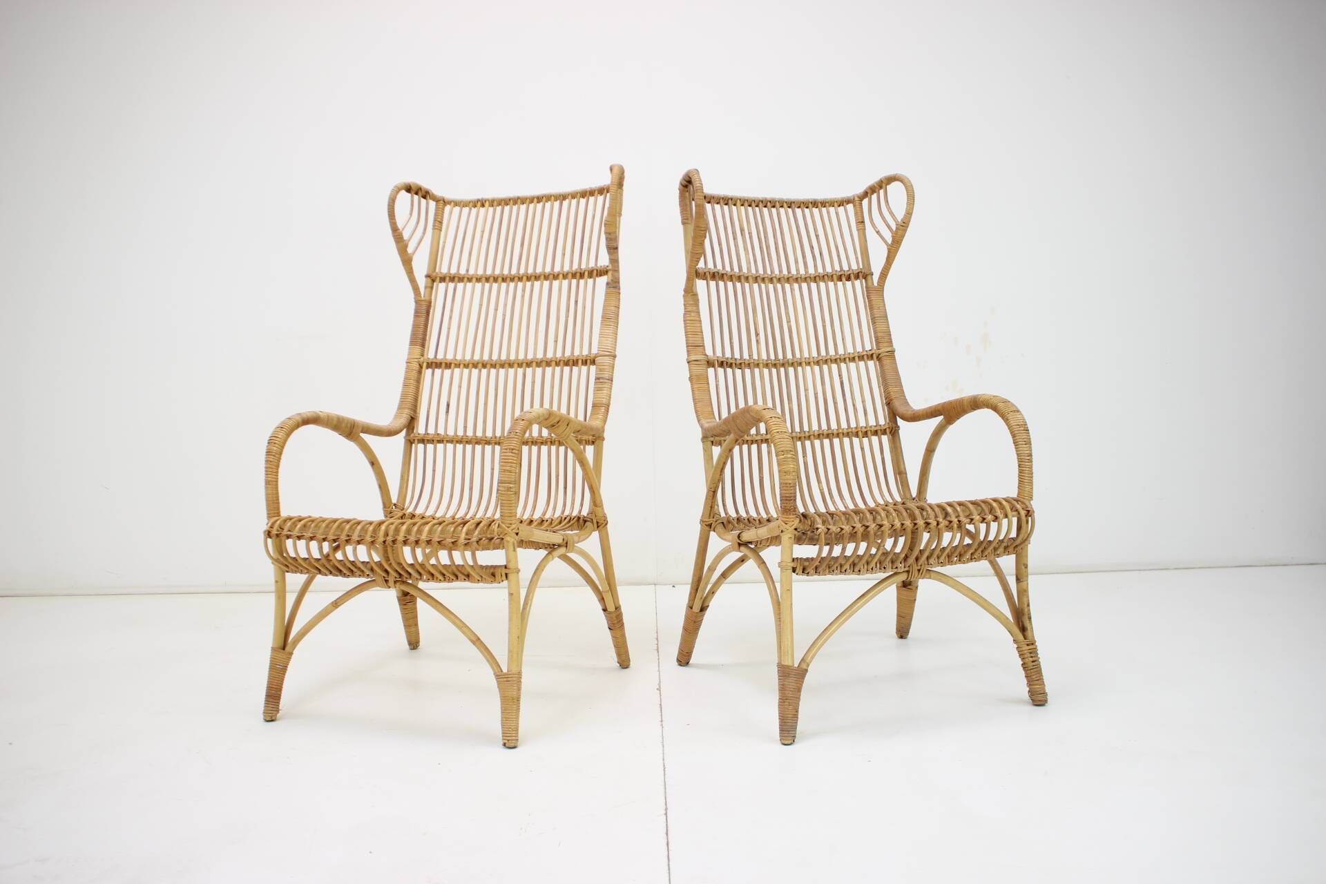 Midcentury rattan armchairs, 1960s