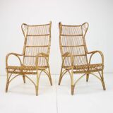 Fauteuils en rotin du milieu du siècle, années 1960