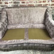 vintage velvet taupe sofa 70's style