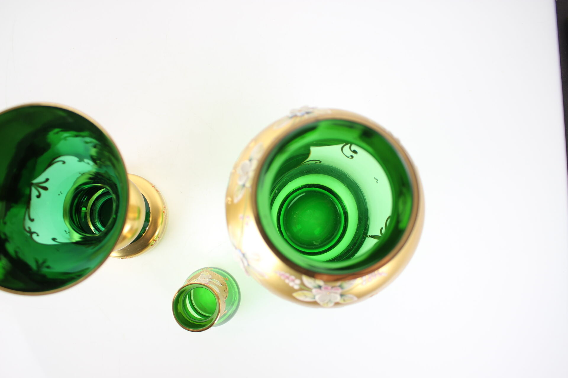 Bohemia glass vase, high enamel,gold,1950s, czechoslovakia