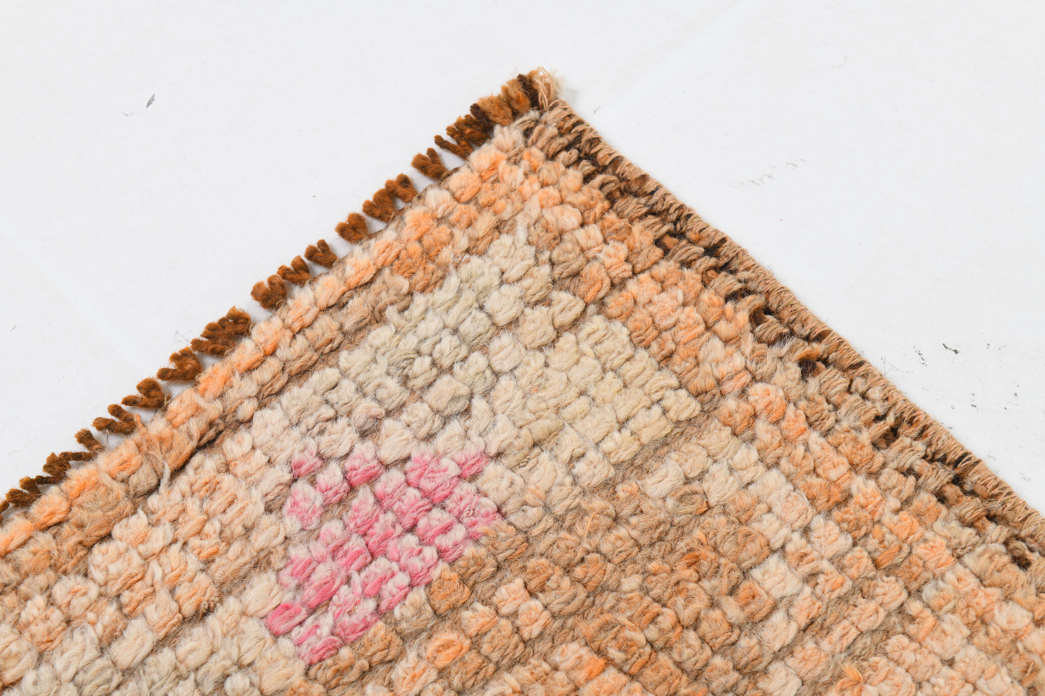 3x13 pale pink & orange turkish runner rug 82x403cm