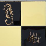Table d'appoint en métal et céramique, années 50-60