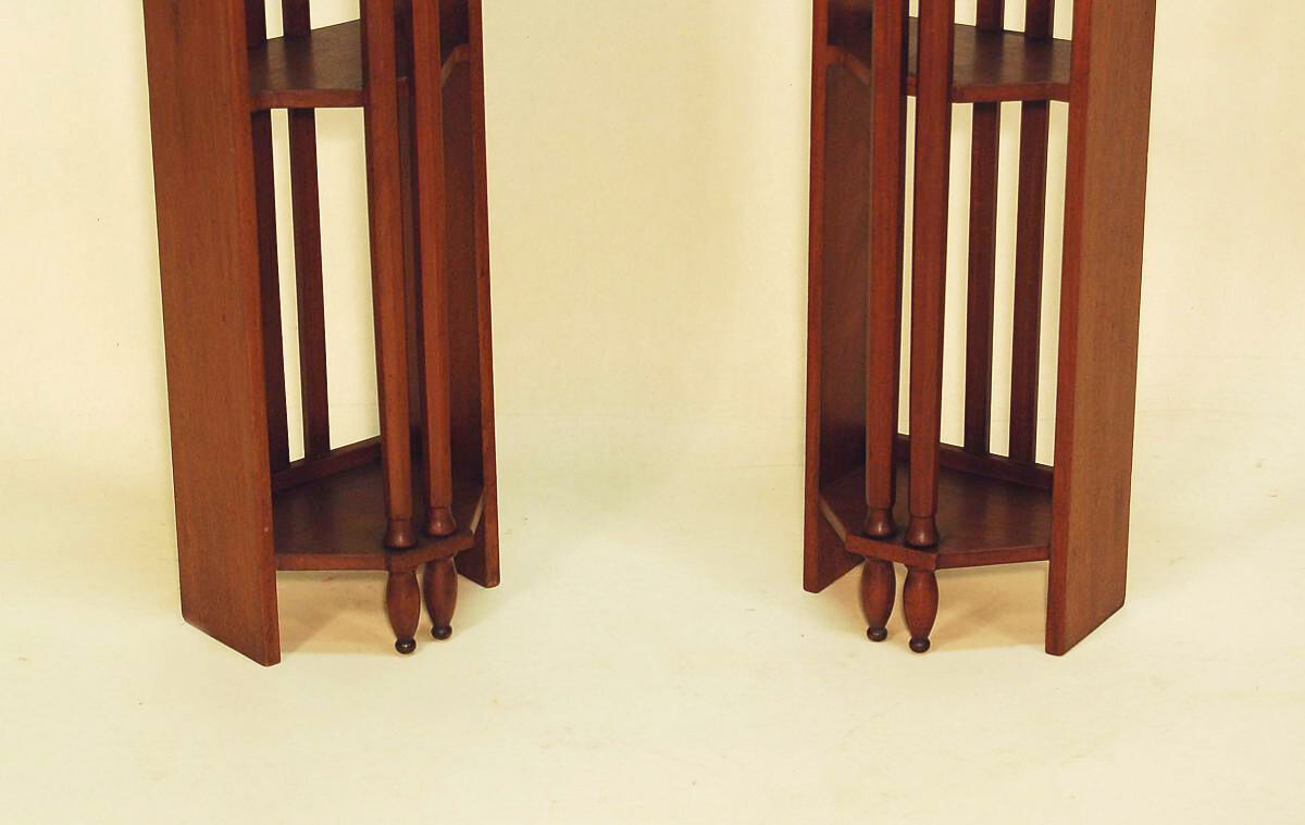 Pair of art deco mahogany wall columns