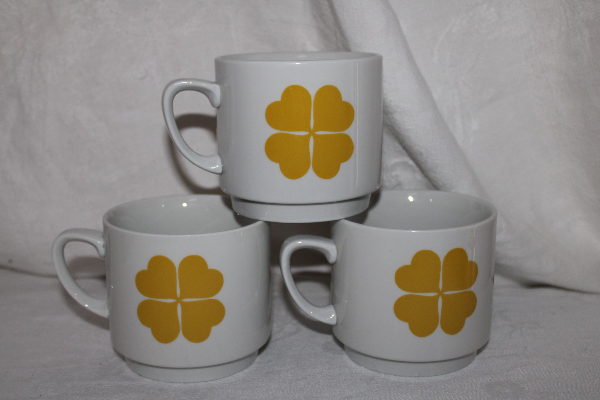 Set of 3 large cups décor 4-leaf clover Monopoli made in Italy