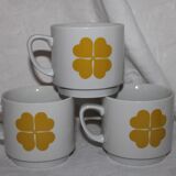 Set of 3 large cups décor 4-leaf clover Monopoli made in Italy