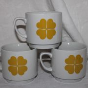 Set of 3 large cups décor 4-leaf clover Monopoli made in Italy