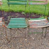 12 folding iron and wood garden chairs