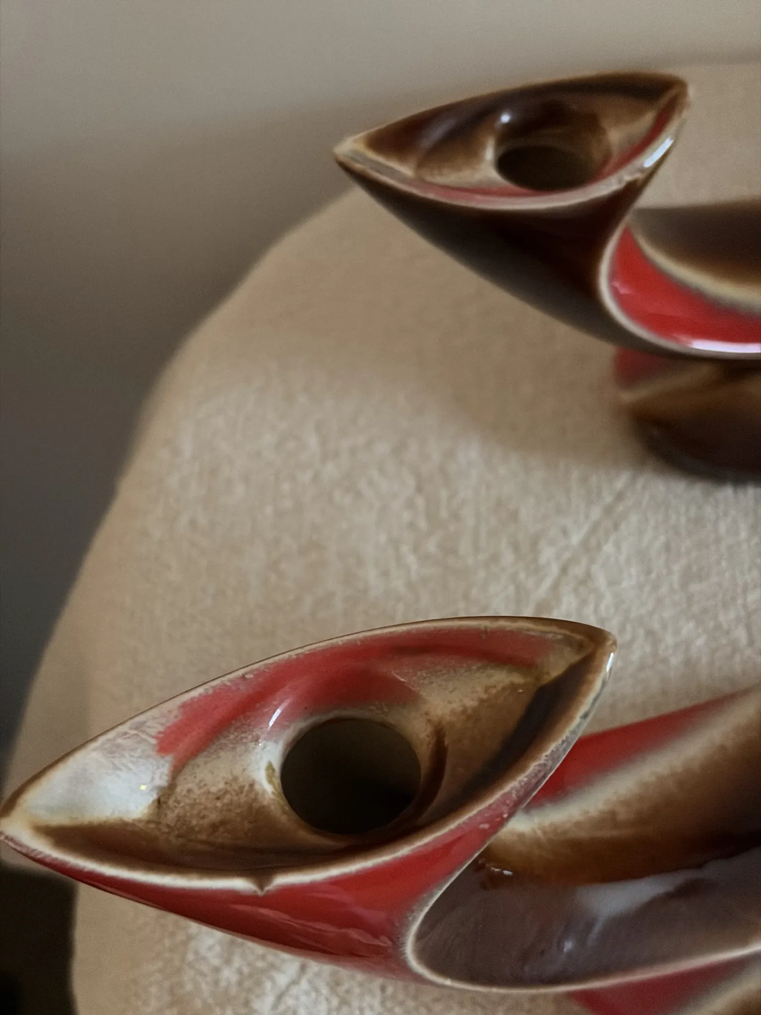 Pair of Mid-Century Vintage Ceramic Double Candlestick Holders Verceam