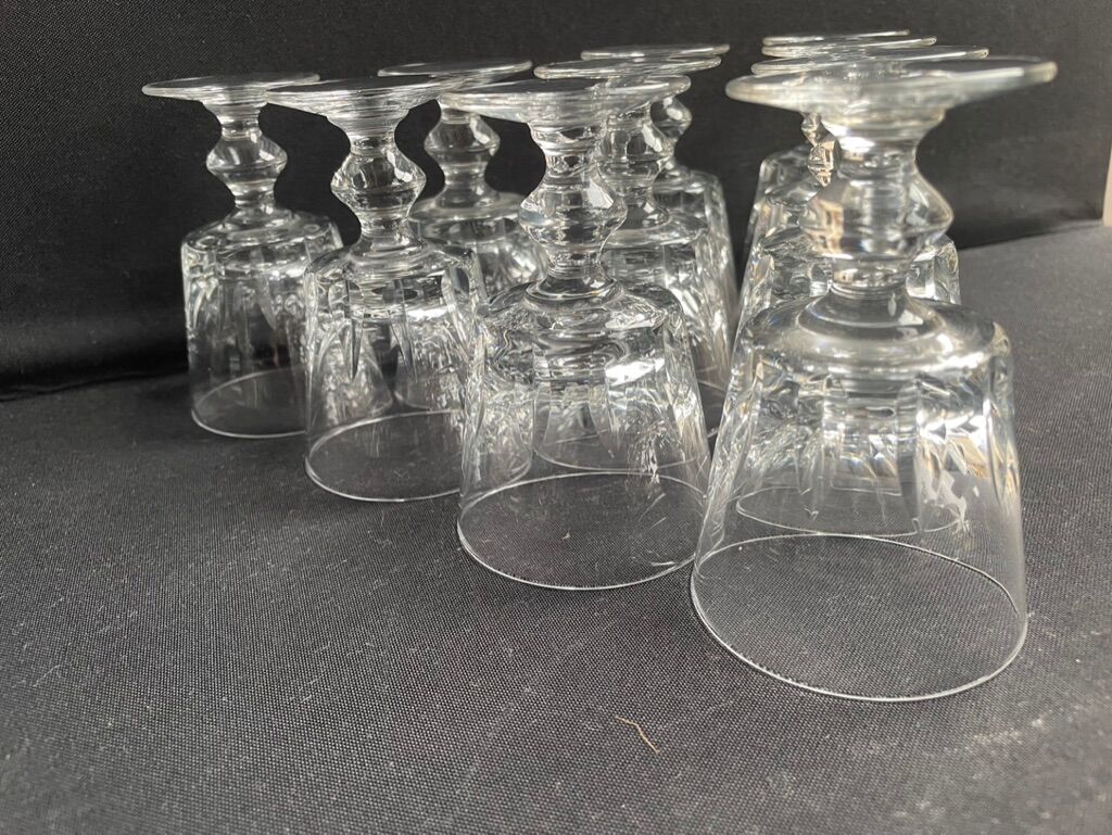 10 crystal port stemmed glasses - XXth