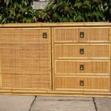 rattan and bamboo sideboard signed by Dal Vera Italy 1960