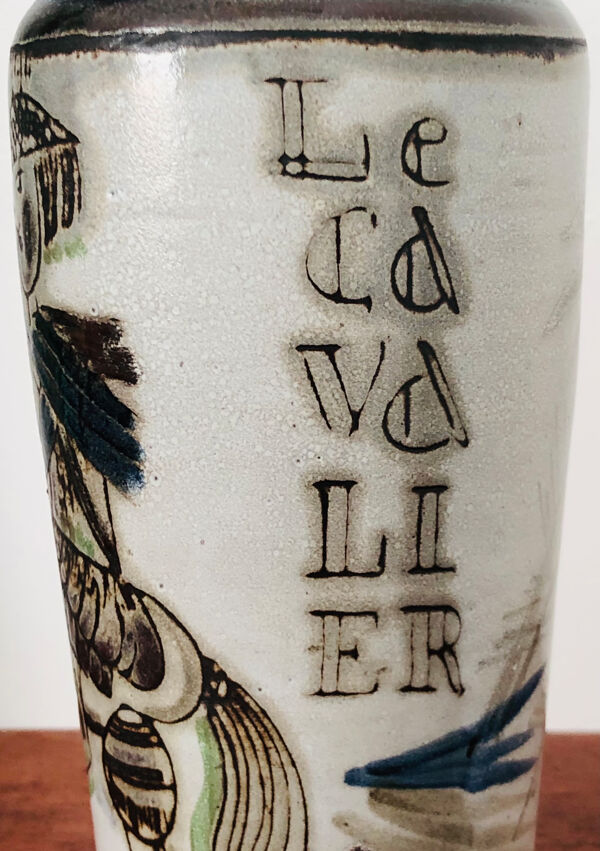 Vase en céramique ''Le cavalier'' de Raymonde Leduc, France années 60