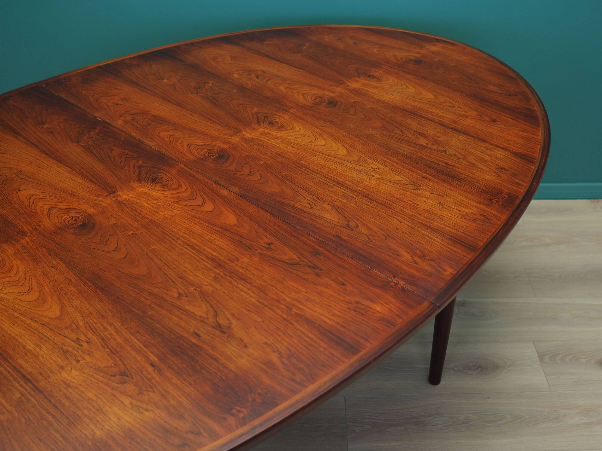 Oval rosewood table, 1950s, Danish design, designer: Arne Vodder, productio