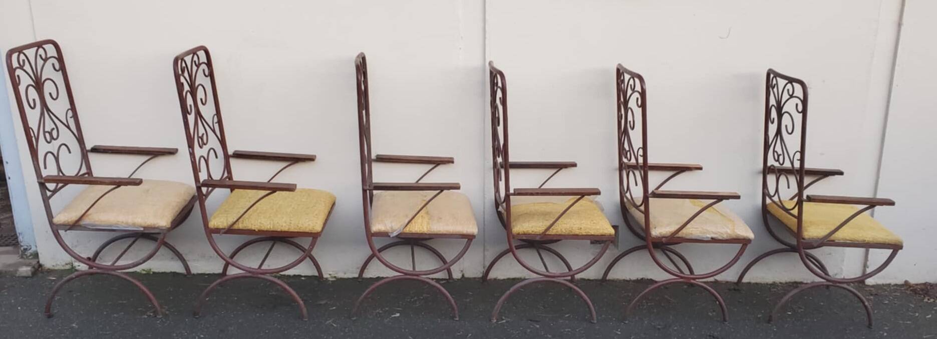Set of 6 artistic ironwork armchairs by Raymons Menos d'Haiti