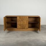 Brutalist Ashwood Sideboard with Sculptural Geometric Front