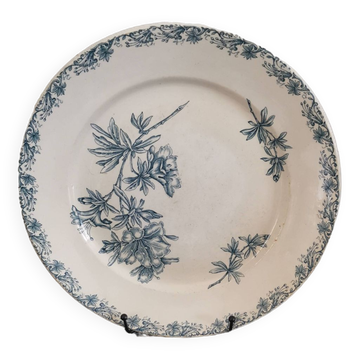 Plat rond en céramique de Sarreguemines modèle Flore