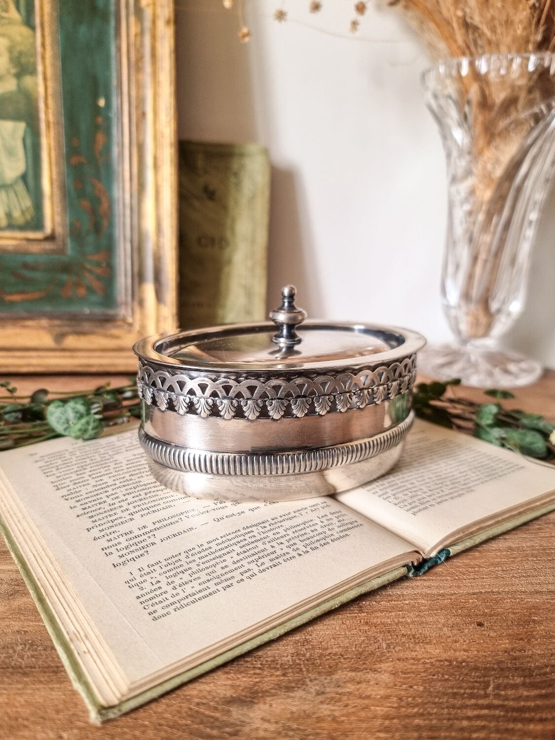 Silver-plated metal sugar bowl, Henri X style