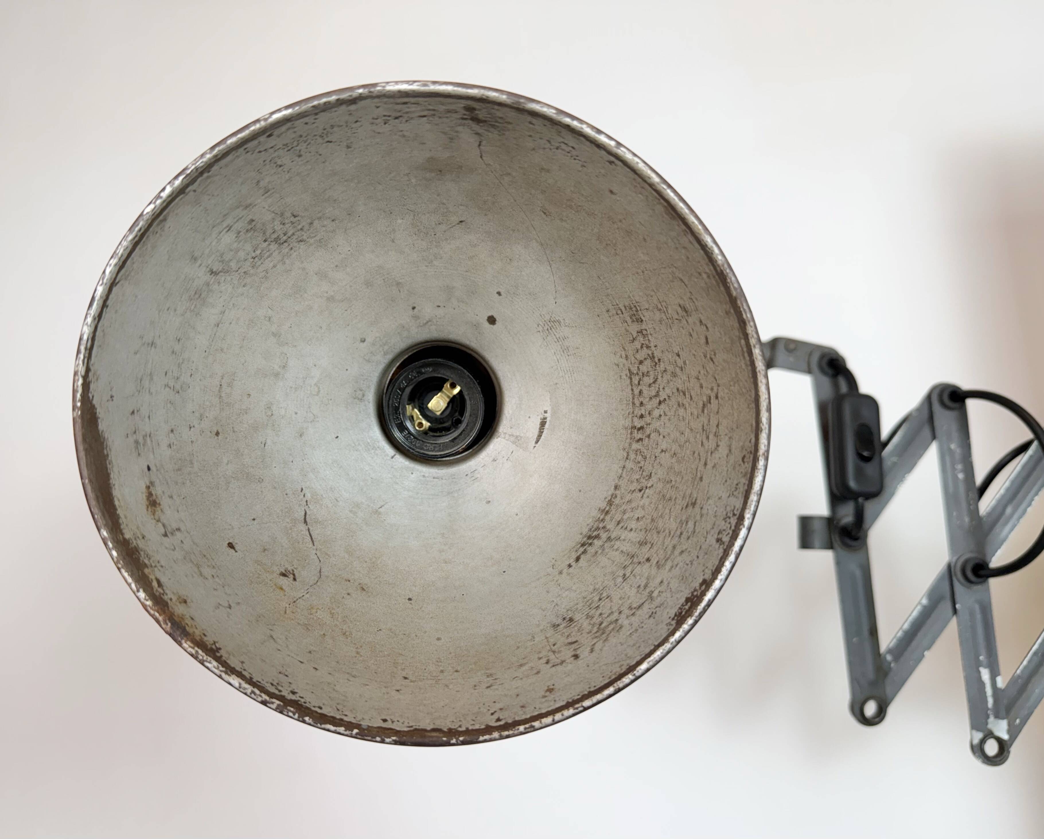 Grey Industrial Gooseneck Scissor Wall Lamp from Elektroinstala, 1960s