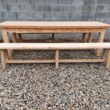 Oak farmhouse table with benches