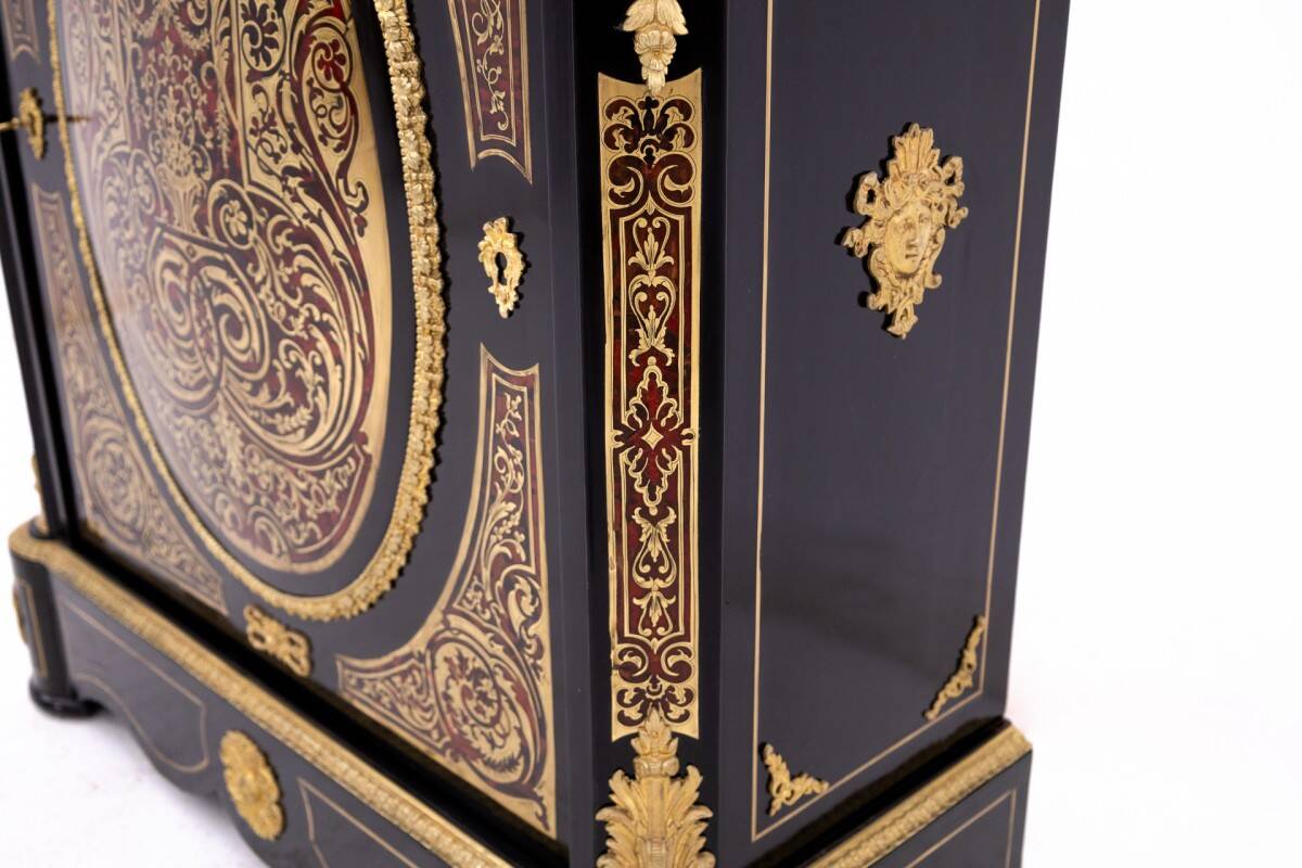 Antique boulle chest of drawers from the mid-19th century, France.