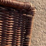 Pair of rattan and steel armchairs