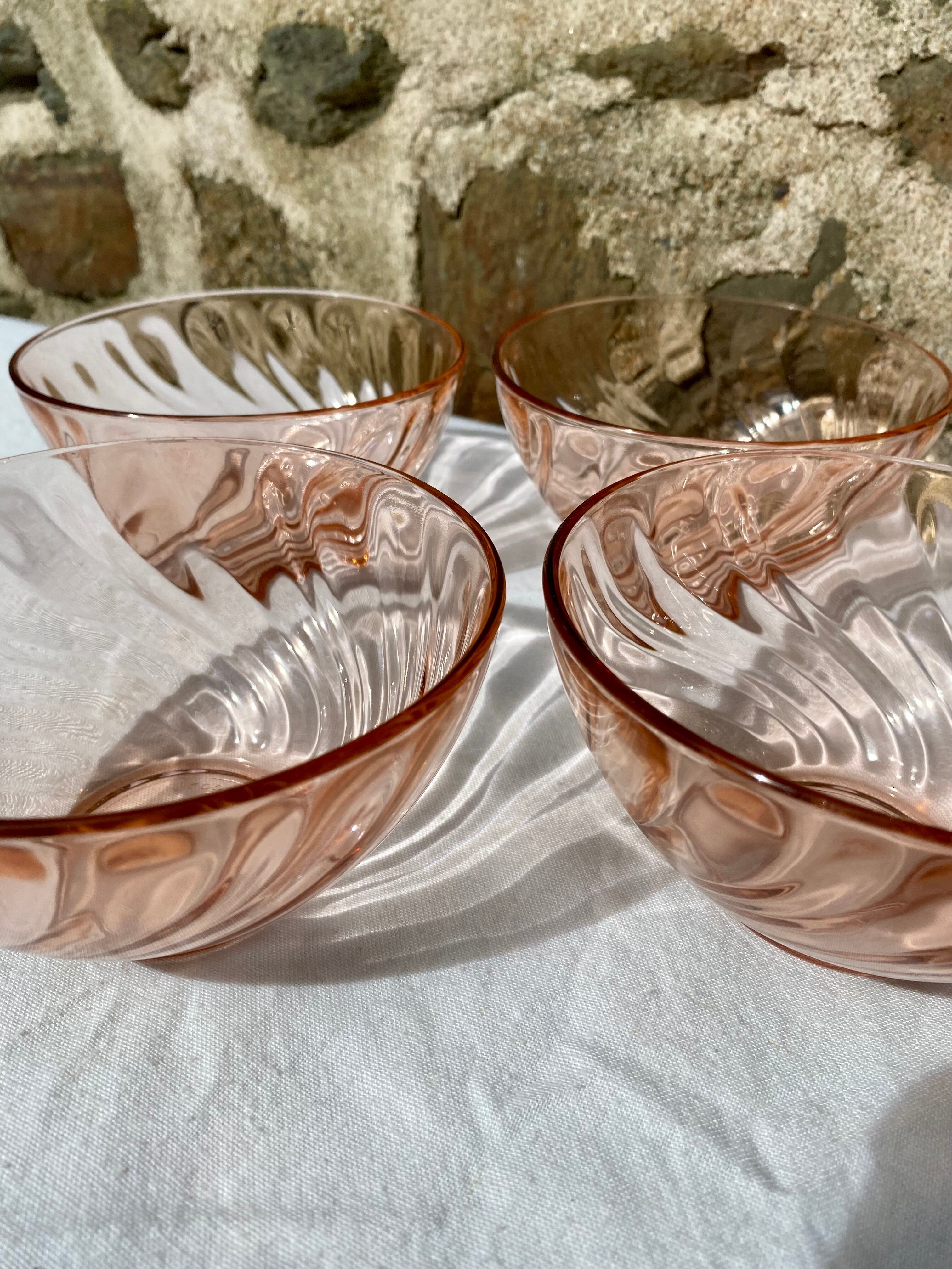 Pink Arcoroc bowls/cups