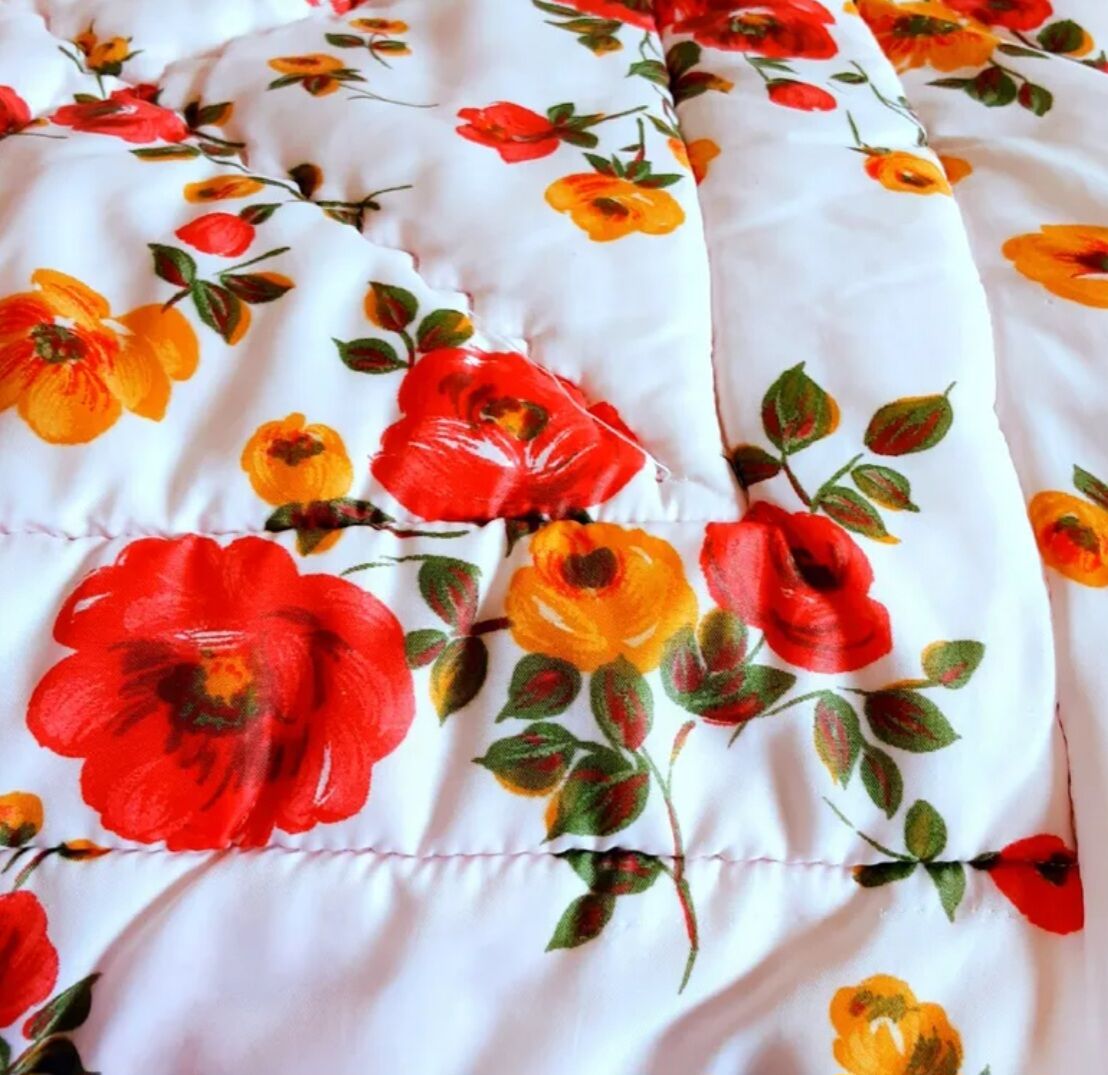Dessus De Lit Vintage Brodé Main – Jardin Fleuri Inachevé 84x66, Charme Ancien