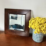 Bevelled mercury mirror with a wooden frame