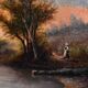 Paysage au fleuve, animé par un personnage ecole française de la fin du xixe