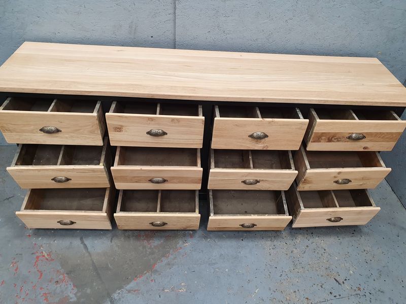 Old craft furniture with drawers façade and oak top