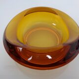 Amber and Blue Sklo Union Glass Ashtrays by Rudolf Jurnikl, Czechoslovakia, 1960s, Set of 2