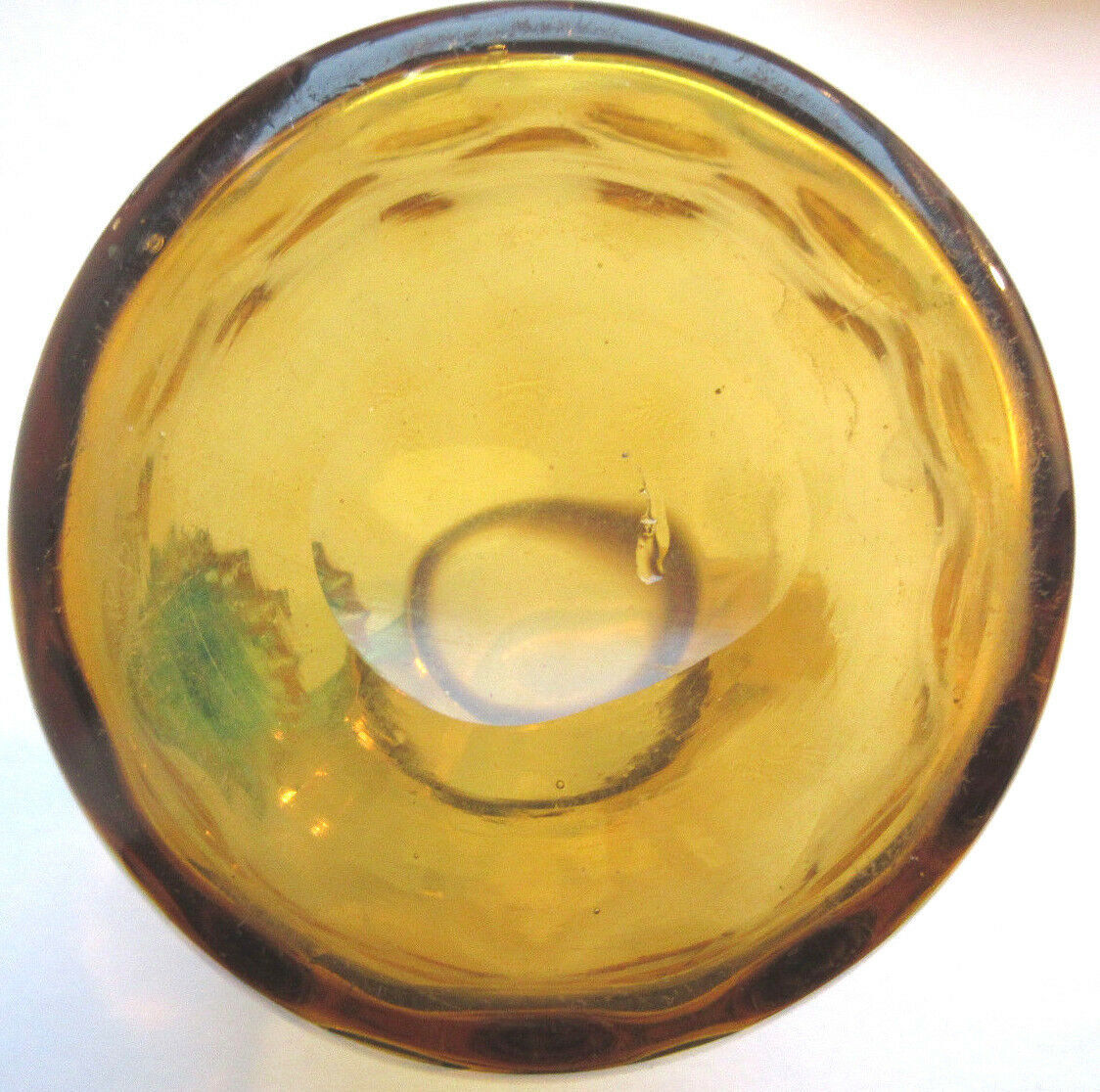 Pichet pot à eau George Sand art nouveau, verre ambre et anse bleue