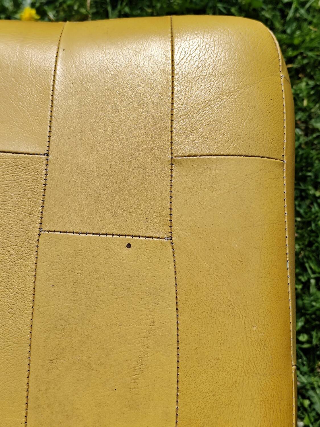 Pouf, cubic synthetic leather stool