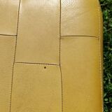 Pouf, cubic synthetic leather stool