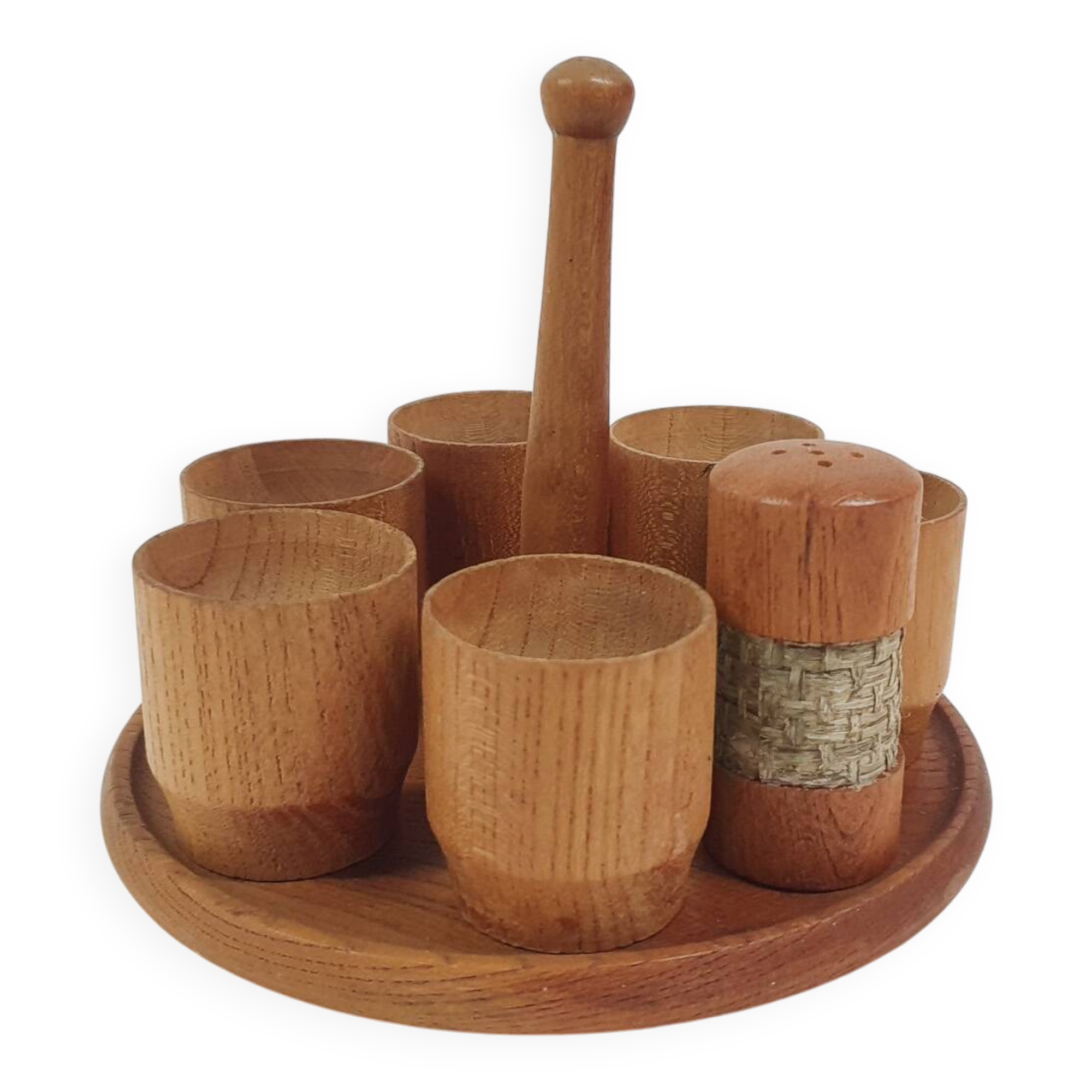 Vintage wooden egg cups, The Netherlands 1950's