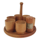 Coquetiers à œufs en bois vintage, Pays-Bas années 1950