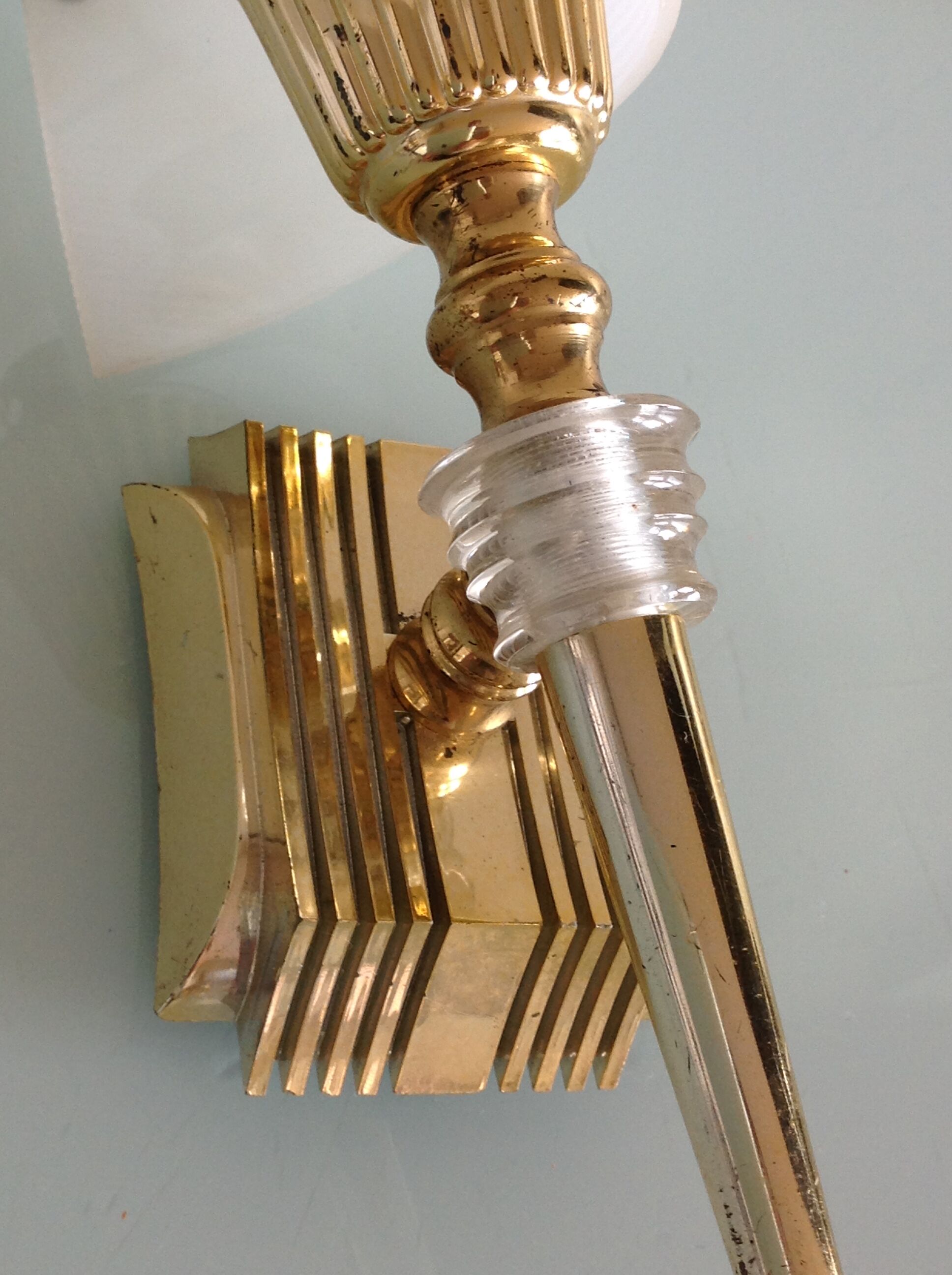 White / vintage perspex wall lamp 50s-60s