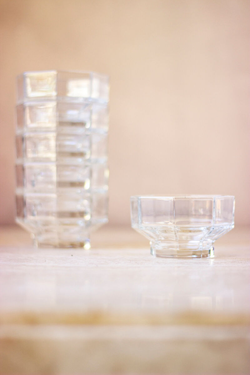 6 ramequins octogonaux en verre
