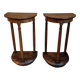 Pair of antique solid wood half-moon side tables, 19th century