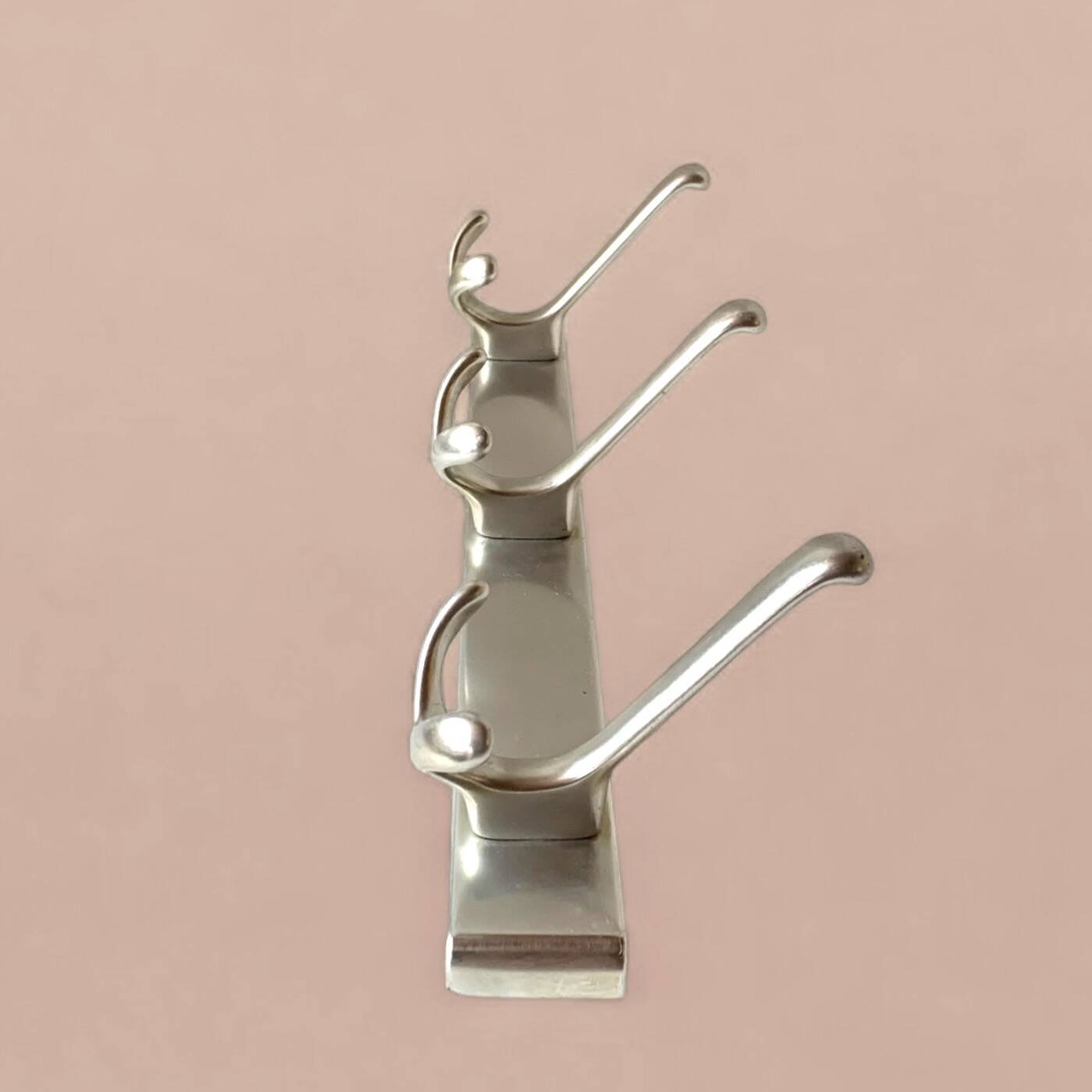 Vintage aluminum coat rack with three hooks