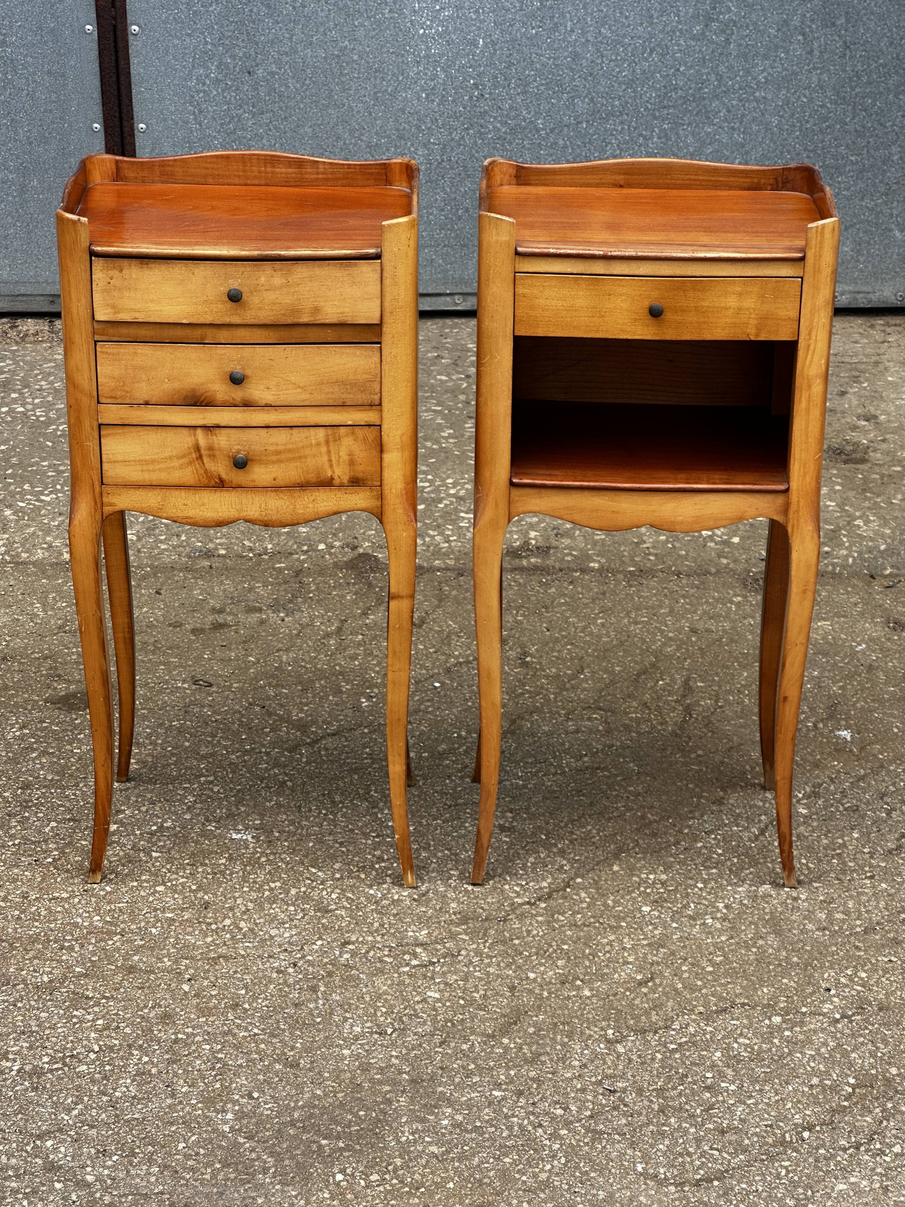 Pair of Louis XV style cherrywood bedside tables