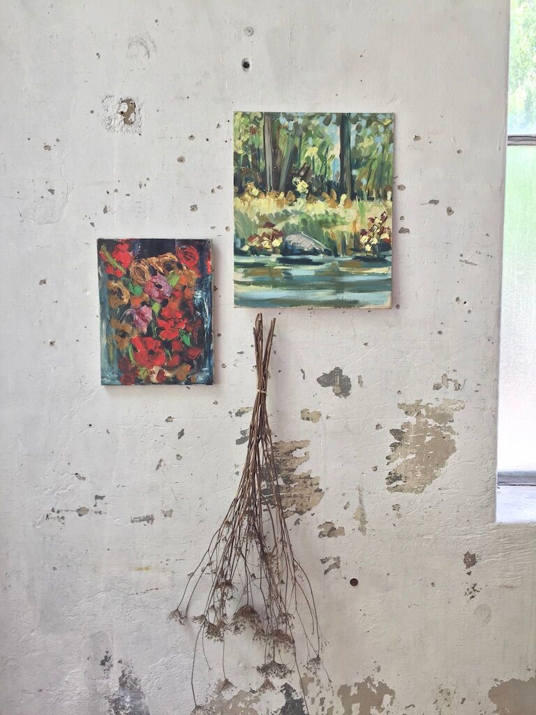 Old oil painting flowers