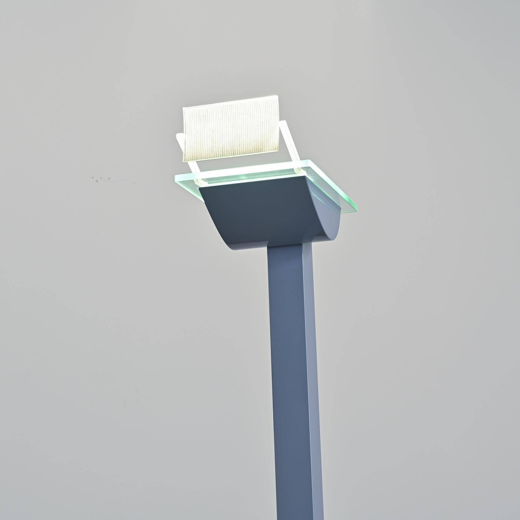 ID-S floor lamp in gray lacquered metal by Ettore Sottsass, Zumtobel, circa 1987