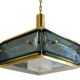 Mid-century Malmö Metallvarufabrik pendant light brass and glass