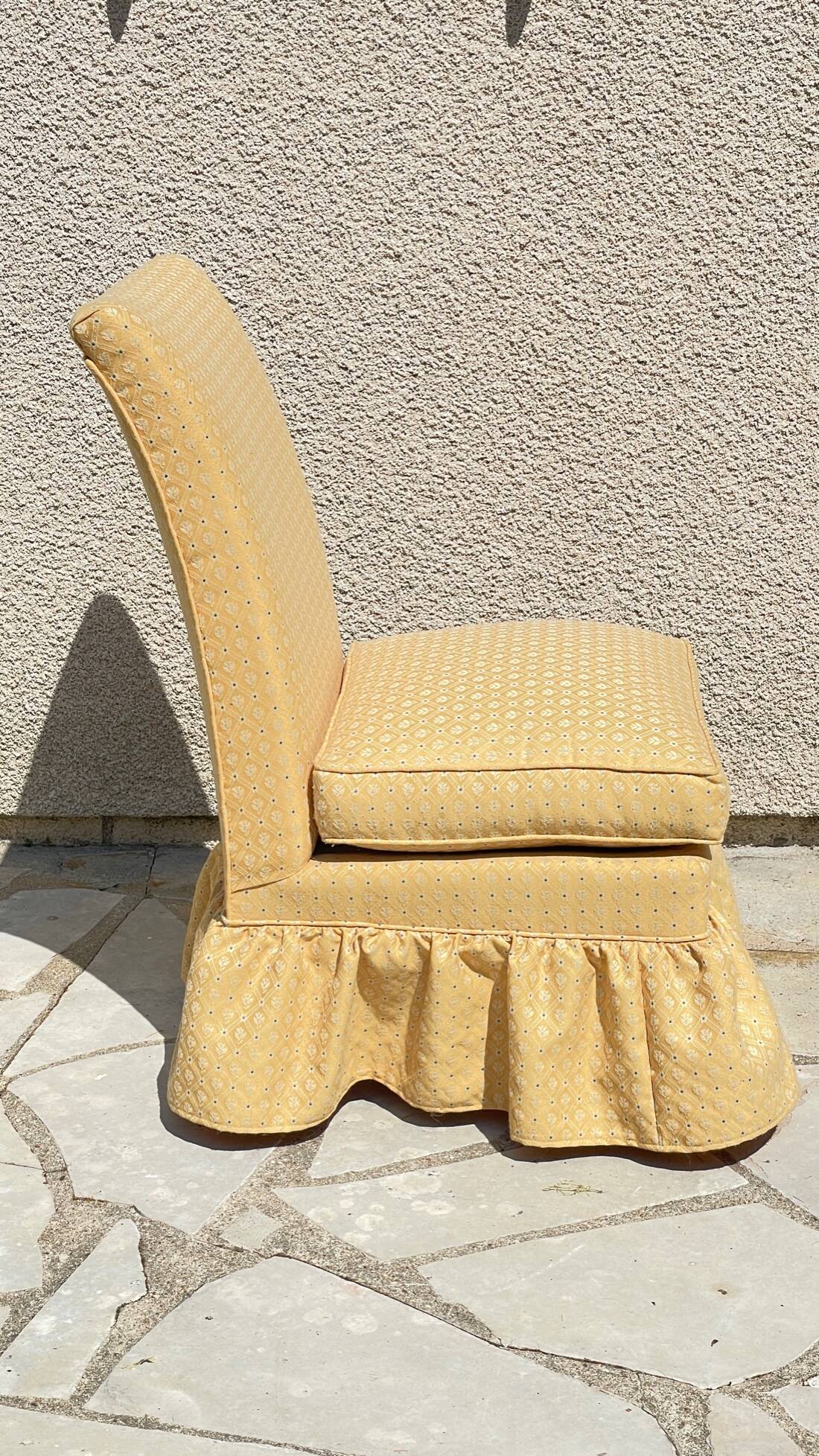Vintage upholstered fabric toad armchair
