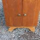 Pair of vintage bedside tables in blond and gilded oak from the 50s