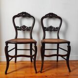 Pair of old Napoleon III chairs, new canework