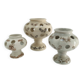 Three Saint-Uze ceramic tealight candle holders, early 20th century