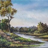 Paintings during HSP "Animated landscapes / river" signed Lefranc + frame XX°