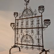 Spanish Wrought Iron Fireplace Screen Candelabra, Arts and Crafts, 1880s